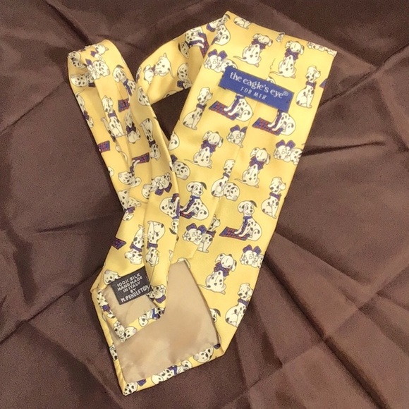 VTG The Eagle’S Eye Dalmatian Puppies 💯% Silk Handmade in Italy 🇮🇹 58”L Tie - Picture 5 of 7